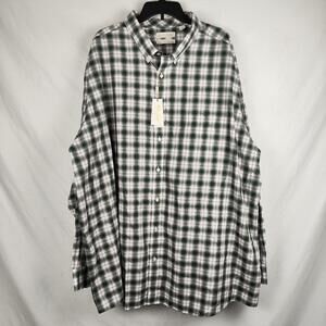 Gold Label Roundtree & Yorke Shirt Mens 4XLT Green Plaid Non Iron Long Sleeve